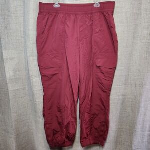 Old Navy Jogger Cargo‎ Pants Women's XL Burgundy Elastic Zipper Ankle Quick Dry
